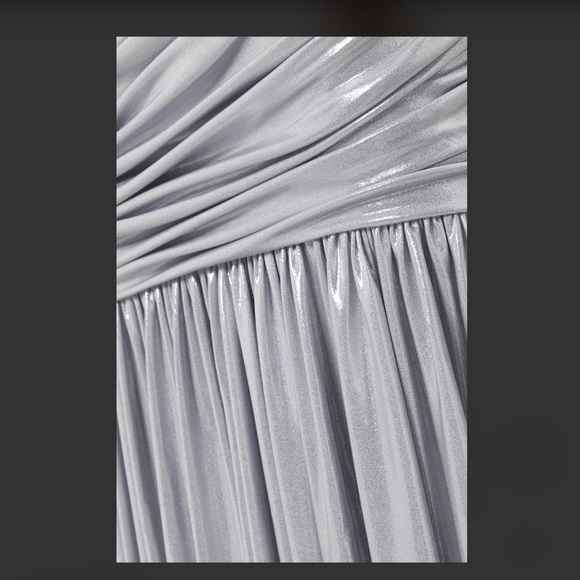 NORMA KAMALI Diana One-Shoulder Fishtail Gown Silver - Picture 2 of 11